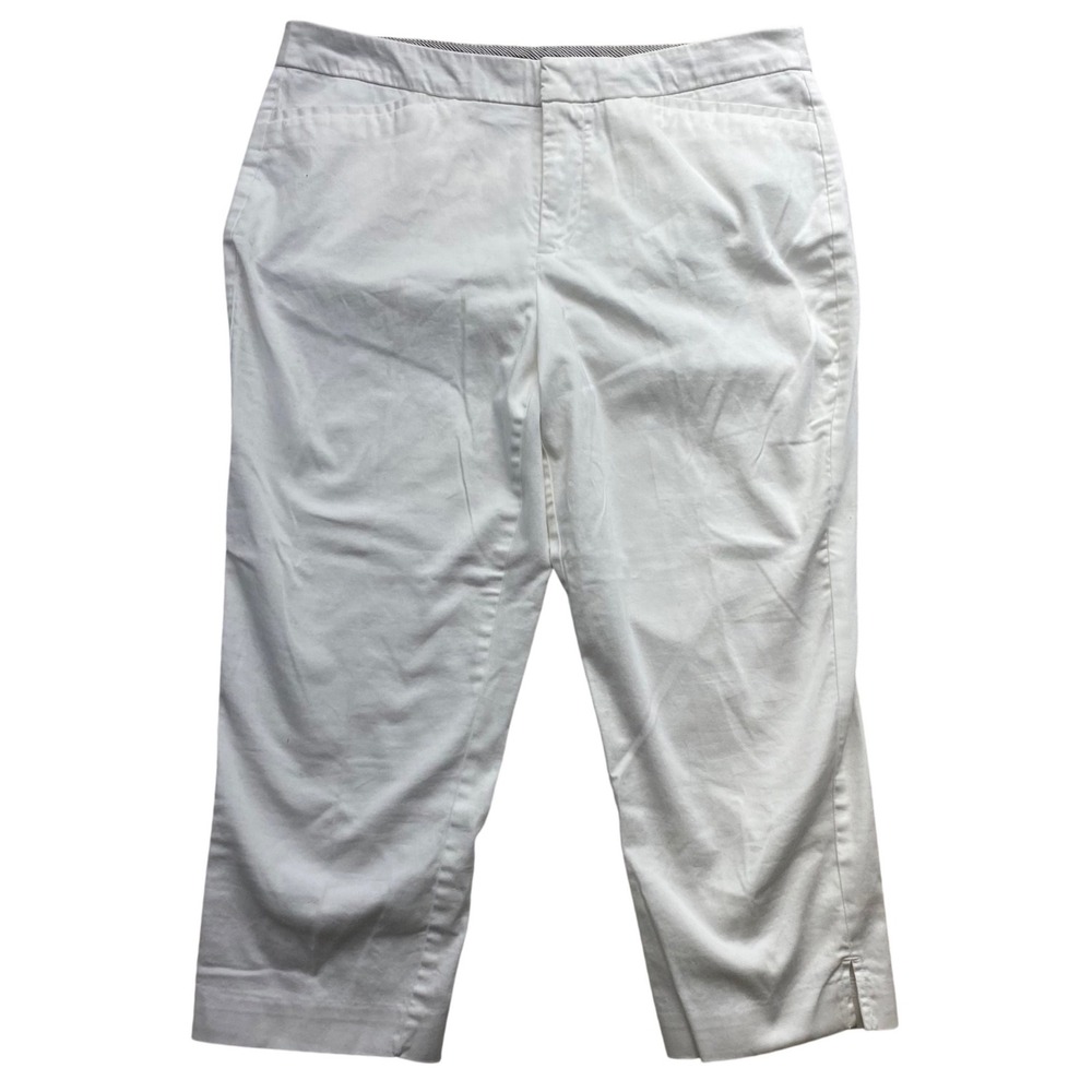 Coldwater Creek Natural Fit Cropped Pants Womens 10 White Stretch Casual VTG‎